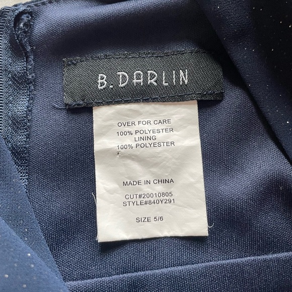 Y2K Navy Glitter Pintuck Babydoll Sheer Puff Sleeve Mini Dress 6 Hoco Prom Dance - Picture 5 of 9